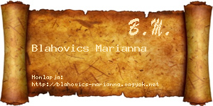 Blahovics Marianna névjegykártya